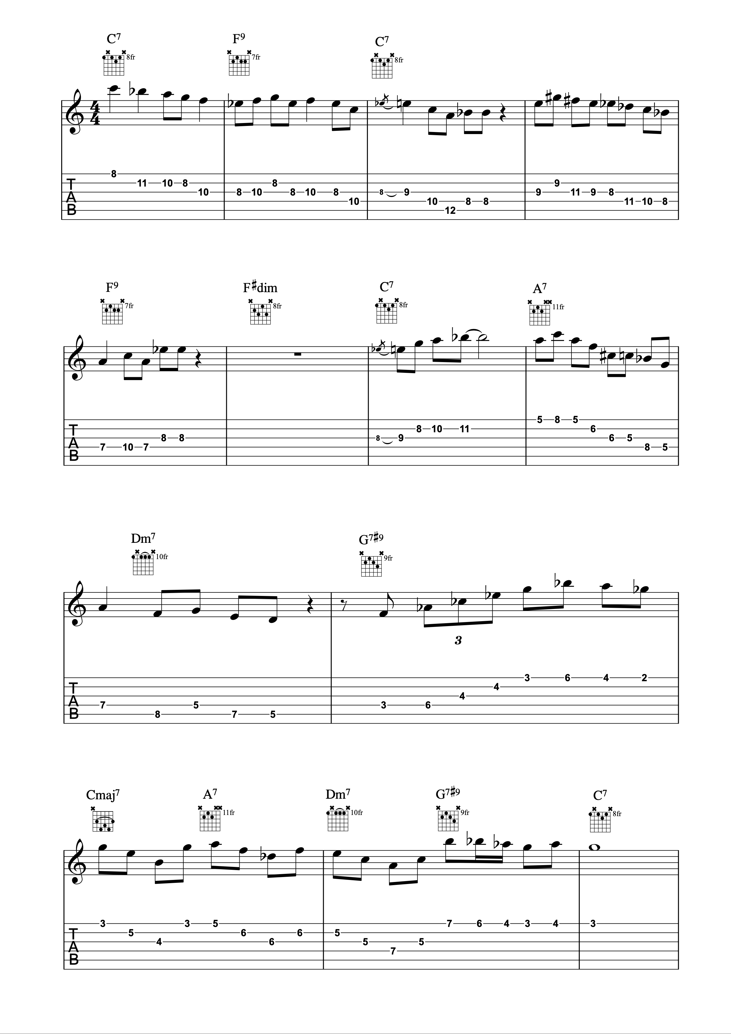 12-Bar Jazz Blues in C Complete Notation Sheet